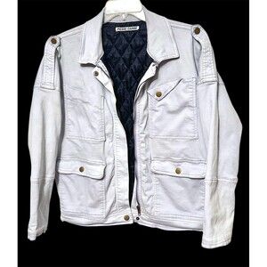 Vintage Y2K Pierre Darre Trucker Cargo Jacket L Light White Grey